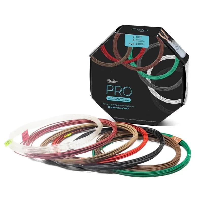 3Doodler FILAMENTY 1,75 MM DO PROIII, 7 MATERIAŁÓW, 9M KAŻDA SZPULA PRO-FILLS, zdjęcie 1 z 3