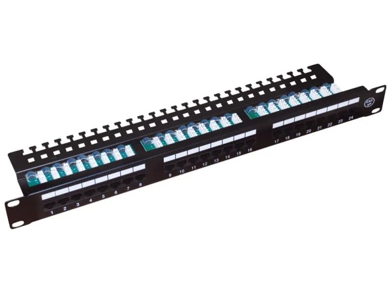 A-Lan Patch panel z półką, czarny PK013 (1U; 19"; kat. 5e; UTP; 24xRJ-45)