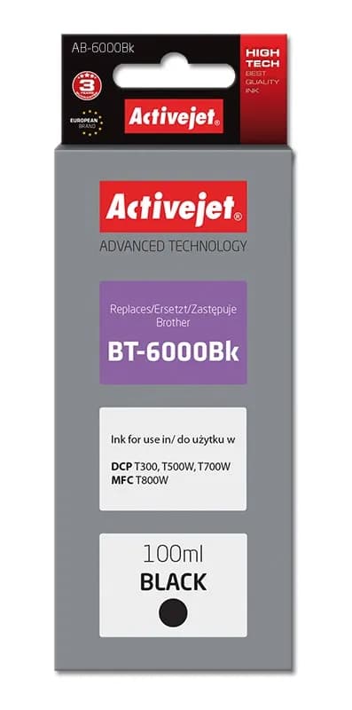 Activejet AB-6000Bk Buteleczka z tuszem z atramentem (zamiennik Brother BT-6000BK; Supreme; 100 ml