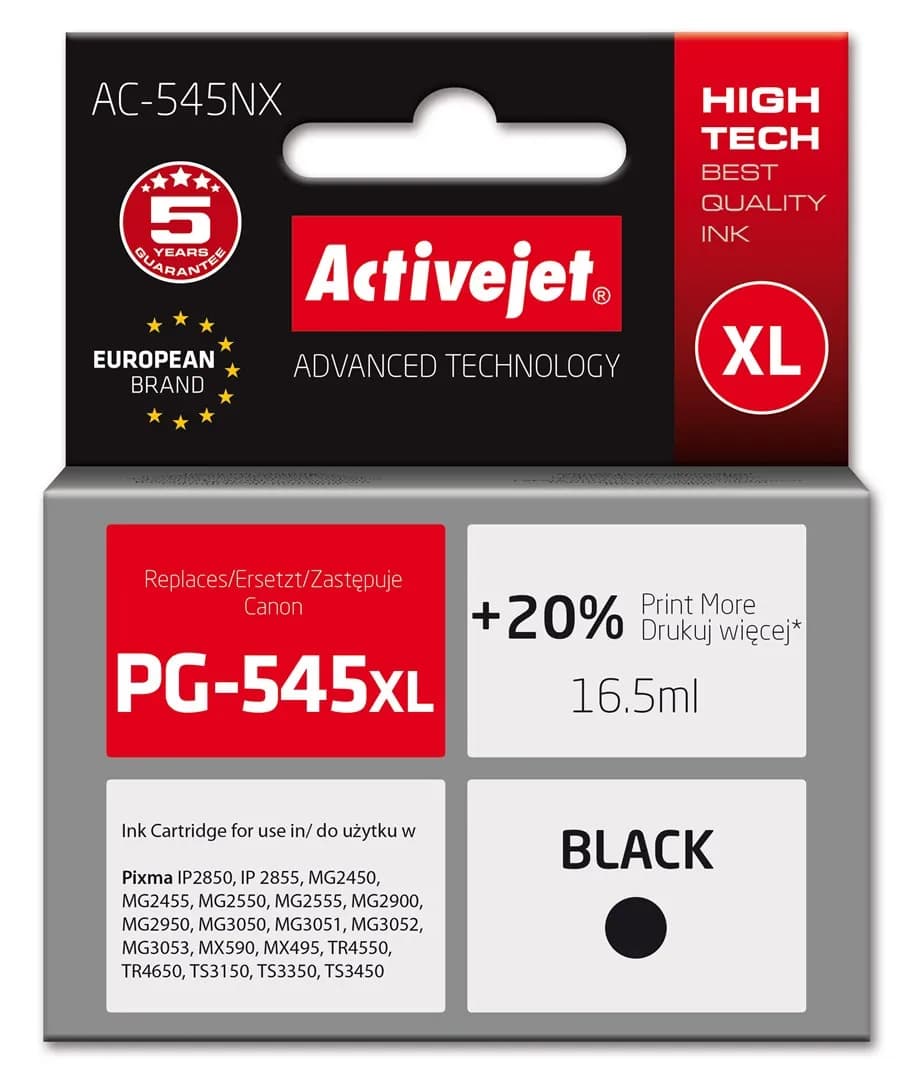 Activejet AC-545NX Tusz (zamiennik Canon PG-545XL; Supreme; 16,5ml; czarny)