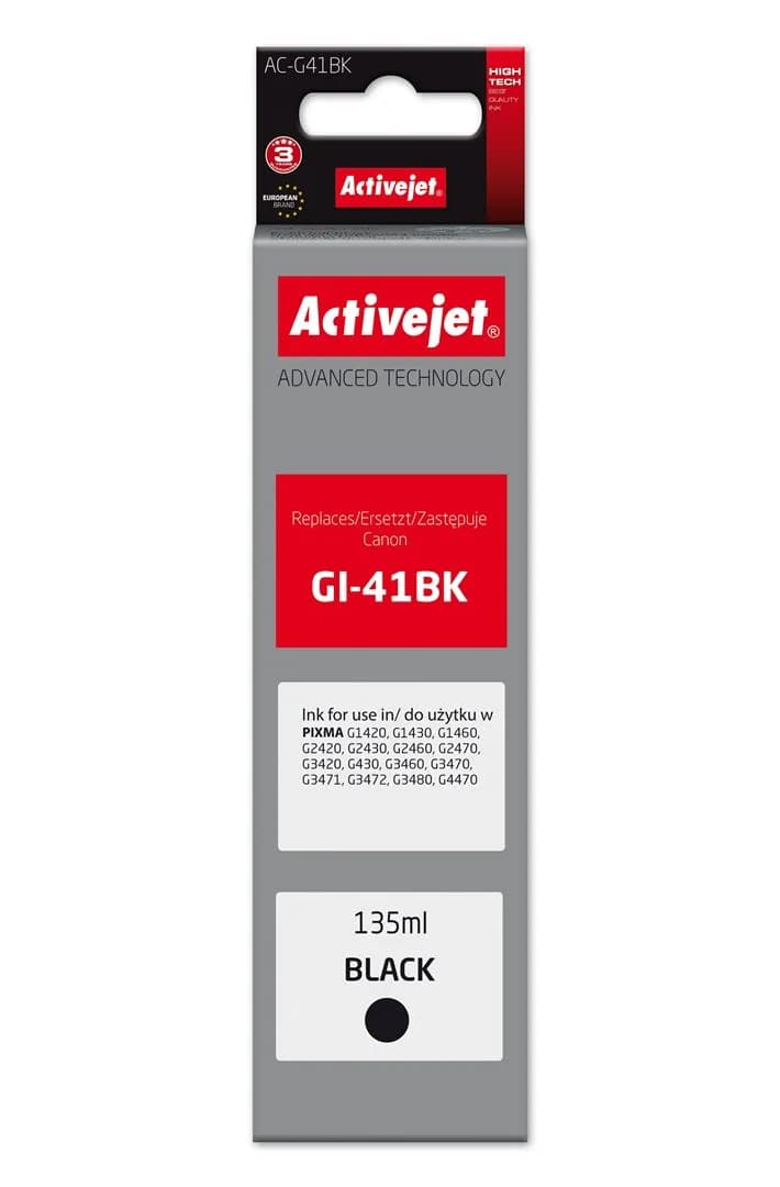 Activejet AC-G41Bk Buteleczka z tuszem z atramentem (zamiennik Canon GI-41BK 4528C001; Supreme; 135