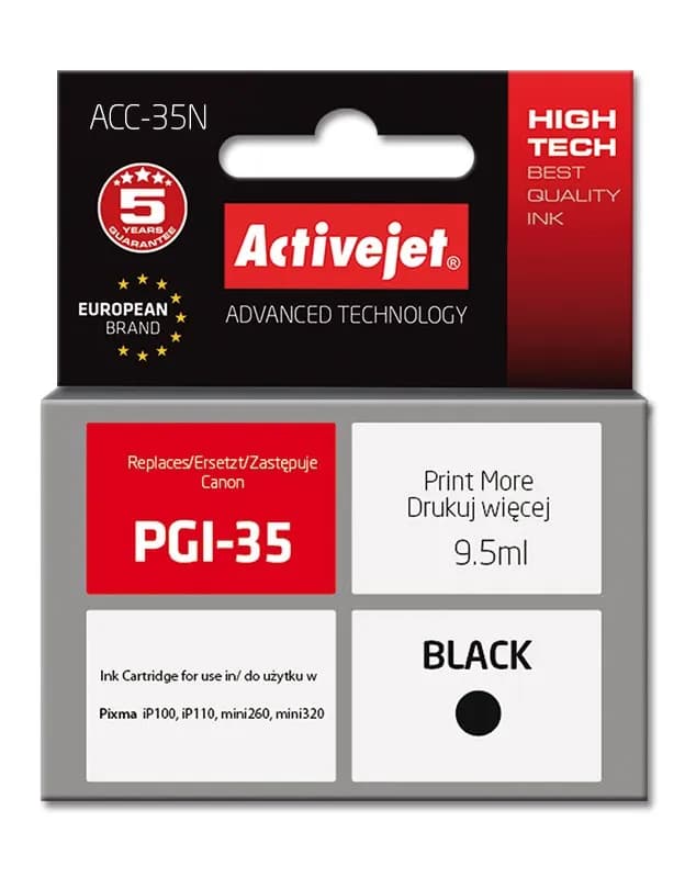 Activejet ACC-35N Tusz (zamiennik Canon PGI-35; Supreme; 9,5 ml; czarny), zdjęcie 1 z 2