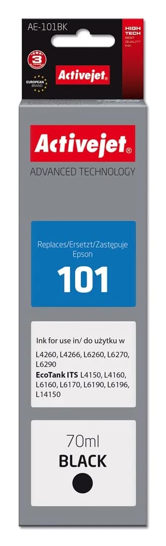 Activejet AE-101BK Buteleczka z tuszem z atramentem (zamiennik Epson 101; Supreme; 70 ml; czarny)