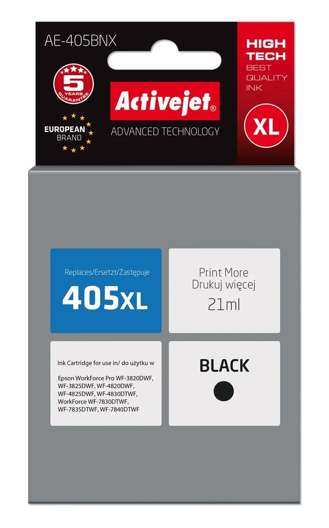 Activejet AE-405BNX Tusz (zamiennik Epson 405XL C13T05H14010; Supreme; 21ml; czarny), zdjęcie 1 z 2