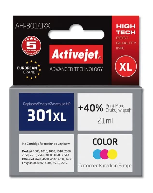 Activejet AH-301CRX Tusz (zamiennik HP 301XL CH564EE; Premium; 21 ml; kolor), zdjęcie 1 z 2