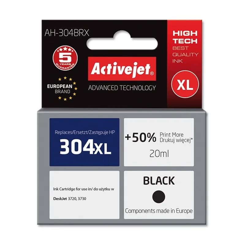 Activejet AH-304BRX Tusz (zamiennik HP 304XL N9K08AE; Premium; 20 ml; czarny), zdjęcie 1 z 2