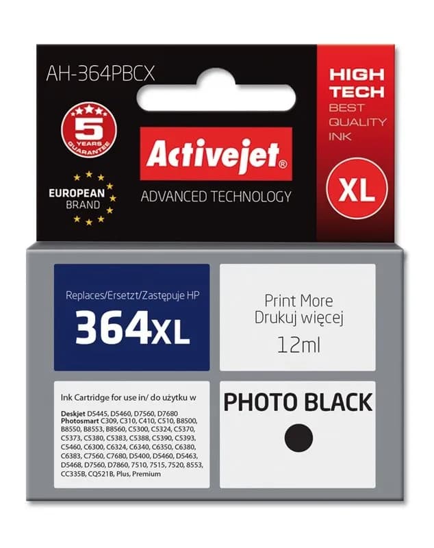 Activejet AH-364PBCX Tusz (zamiennik HP 364XL CB322EE; Premium; 12 ml; czarny, foto), zdjęcie 1 z 2