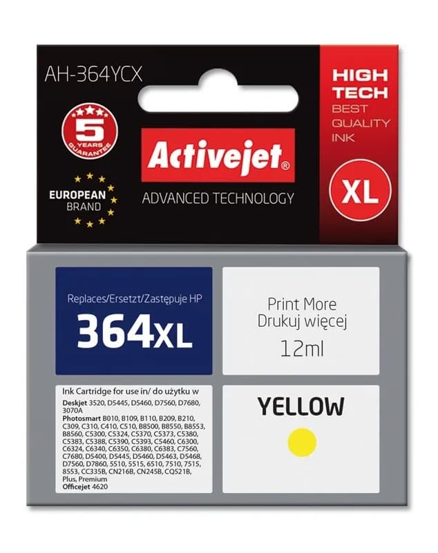 Activejet AH-364YCX Tusz (zamiennik HP 364XL CB325EE; Premium; 12 ml; żółty), zdjęcie 1 z 2
