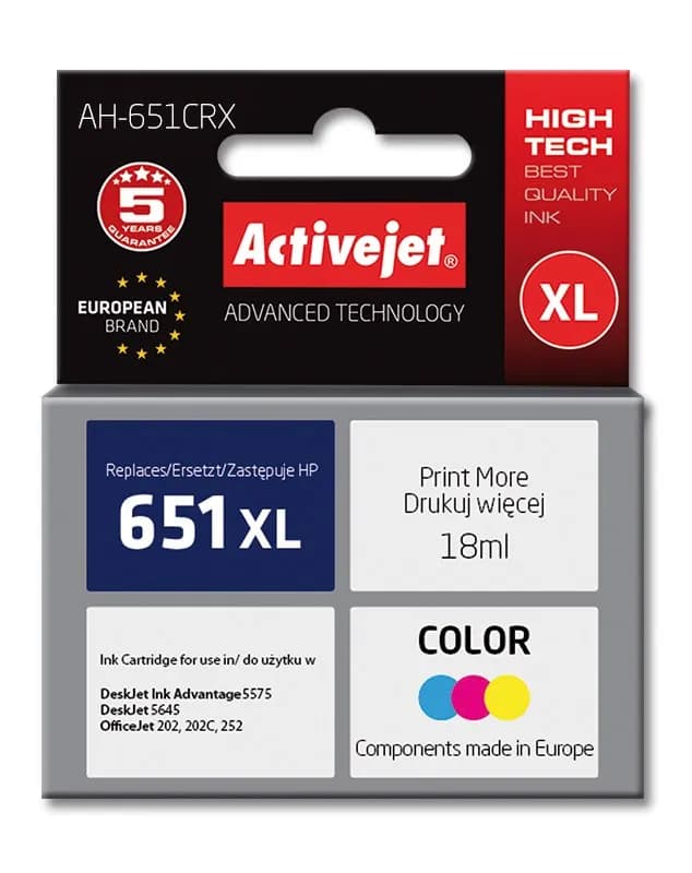 Activejet AH-651CRX Tusz (zamiennik HP 651 C2P11AE; Premium; 18 ml; kolor), zdjęcie 1 z 2