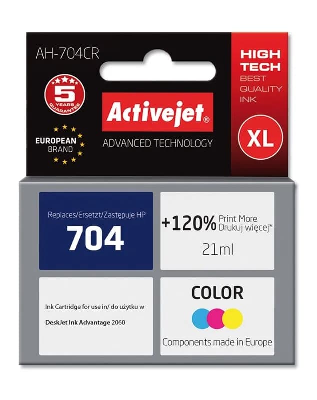 Activejet AH-704CR Tusz (zamiennik HP 704 CN693AE; Premium; 21 ml; kolor), zdjęcie 1 z 2