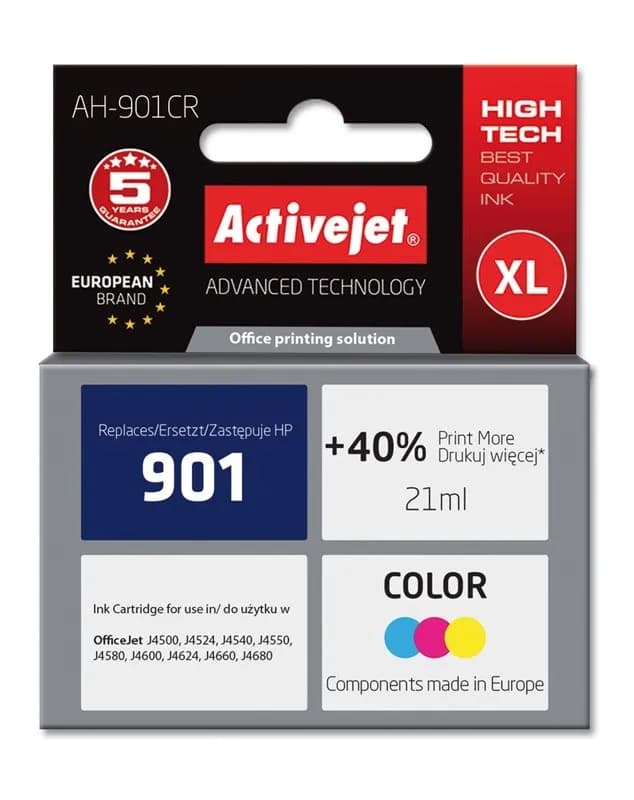 Activejet AH-901CR Tusz (zamiennik HP 901 CC656AE; Premium; 21 ml; kolor), zdjęcie 1 z 2