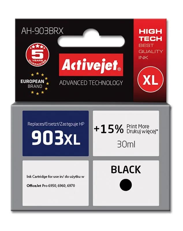 Activejet AH-903BRX Tusz (zamiennik HP 903XL T6M15AE; Premium; 30 ml; czarny), zdjęcie 1 z 2