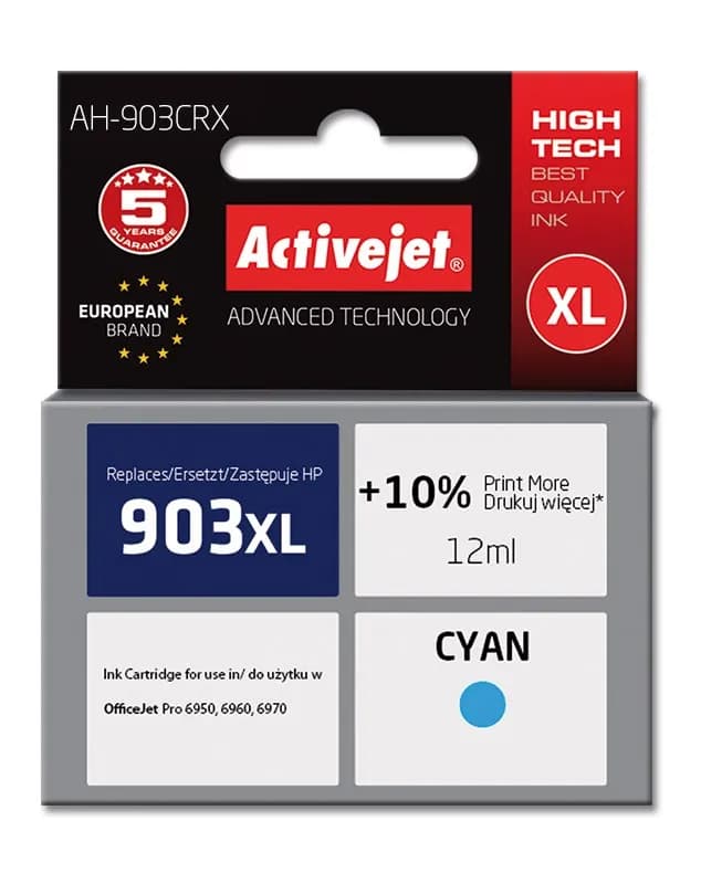 Activejet AH-903CRX Tusz (zamiennik HP 903XL T6M03AE; Premium; 12 ml; niebieski), zdjęcie 1 z 2