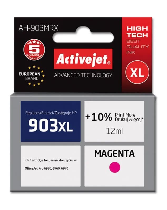 Activejet AH-903MRX Tusz (zamiennik HP 903XL T6M07AE; Premium; 12 ml; czerwony), zdjęcie 1 z 2