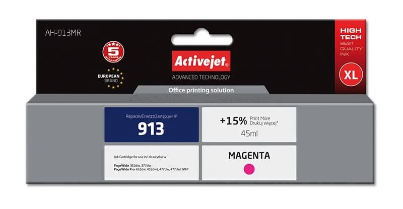 Activejet AH-913MR Tusz (zamiennik HP 913 F6T78AE; Premium; 45 ml; czerwony), zdjęcie 1 z 2
