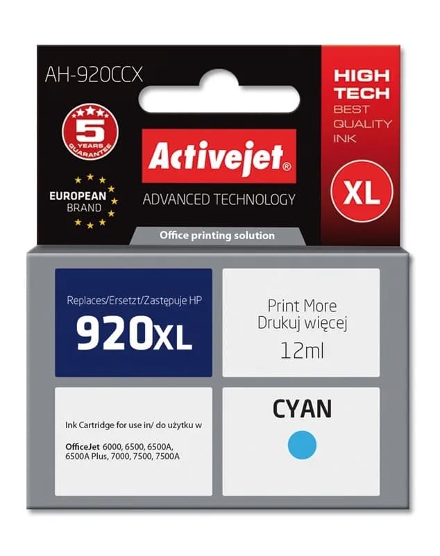 Activejet AH-920CCX Tusz (zamiennik HP 920XL CD972AE; Premium; 12 ml; niebieski), zdjęcie 1 z 2