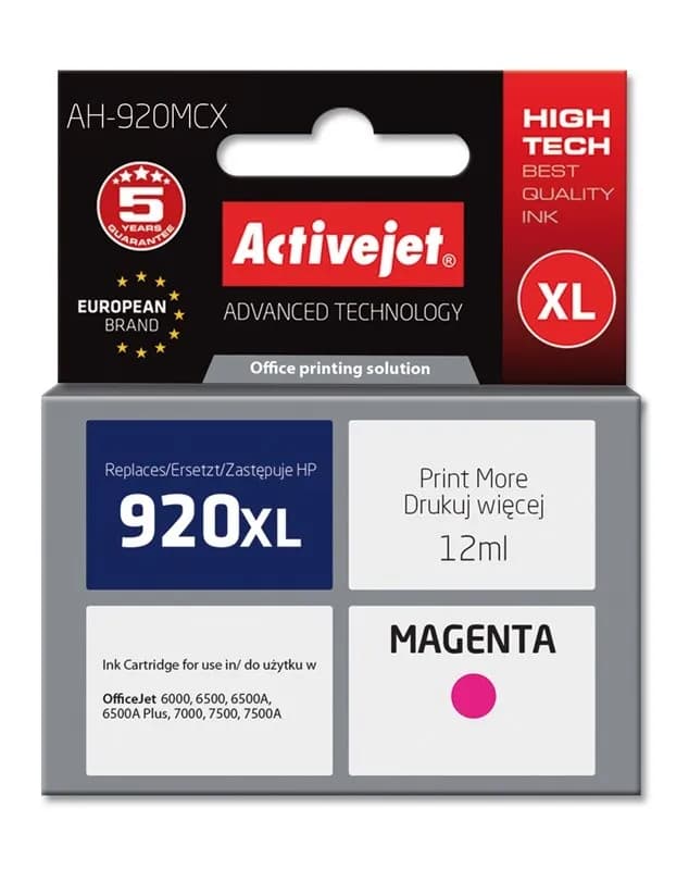 Activejet AH-920MCX Tusz (zamiennik HP 920XL CD973AE; Premium; 12 ml; czerwony), zdjęcie 1 z 2