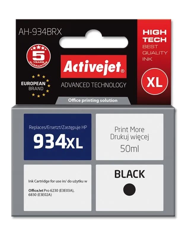 Activejet AH-934BRX Tusz (zamiennik HP 934XL C2P23AE; Premium; 50 ml; czarny), zdjęcie 1 z 2