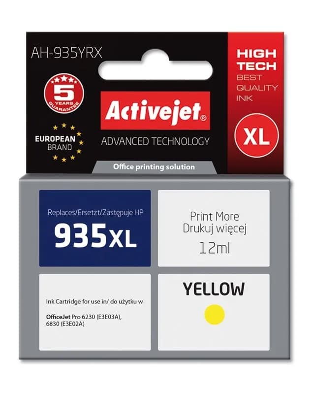 Activejet AH-935YRX Tusz (zamiennik HP 935XL C2P26AE; Premium; 12 ml; żółty), zdjęcie 1 z 2