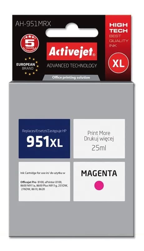 Activejet AH-951MRX Tusz (zamiennik HP 951XL CN047AE; Premium; 25 ml; czerwony), zdjęcie 1 z 2
