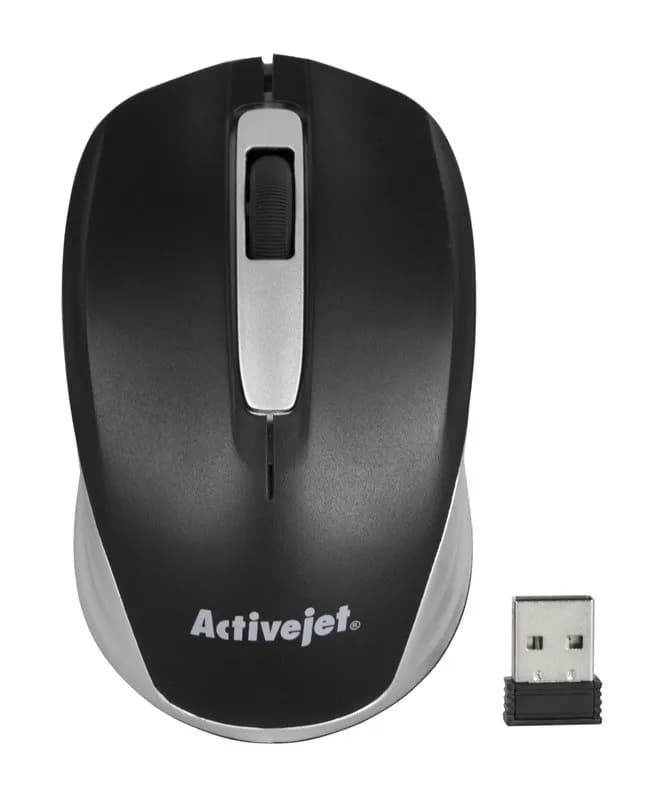 Activejet AMY-313 Mysz bezprzewodowa USB (optyczna; 1200 DPI; kolor czarno-szary), zdjęcie 1 z 5