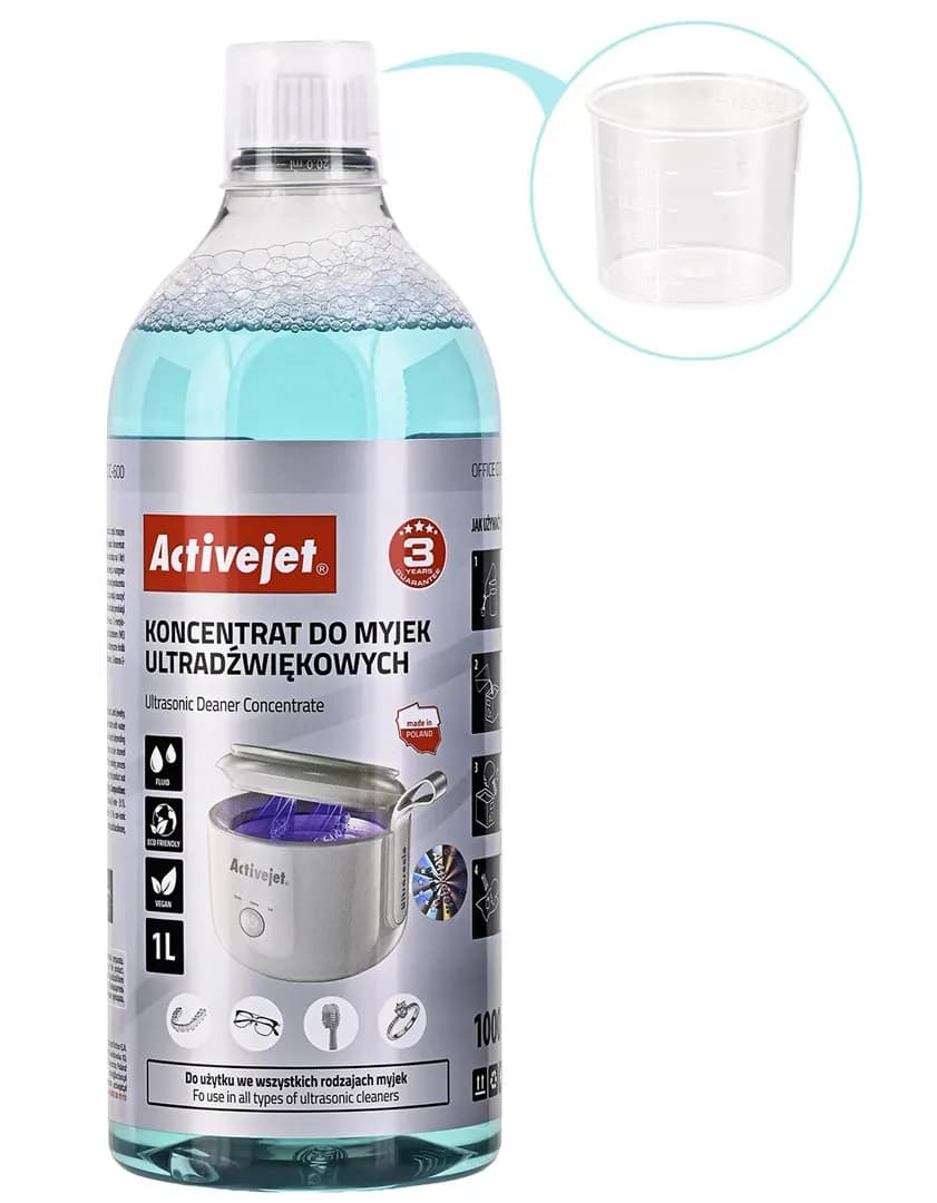 Activejet AOC-600 Płyn (koncentrat) czyszczący. Przeznaczenie: Myjka ultradźwiękowa UV. 1 Litr, zdjęcie 1 z 6