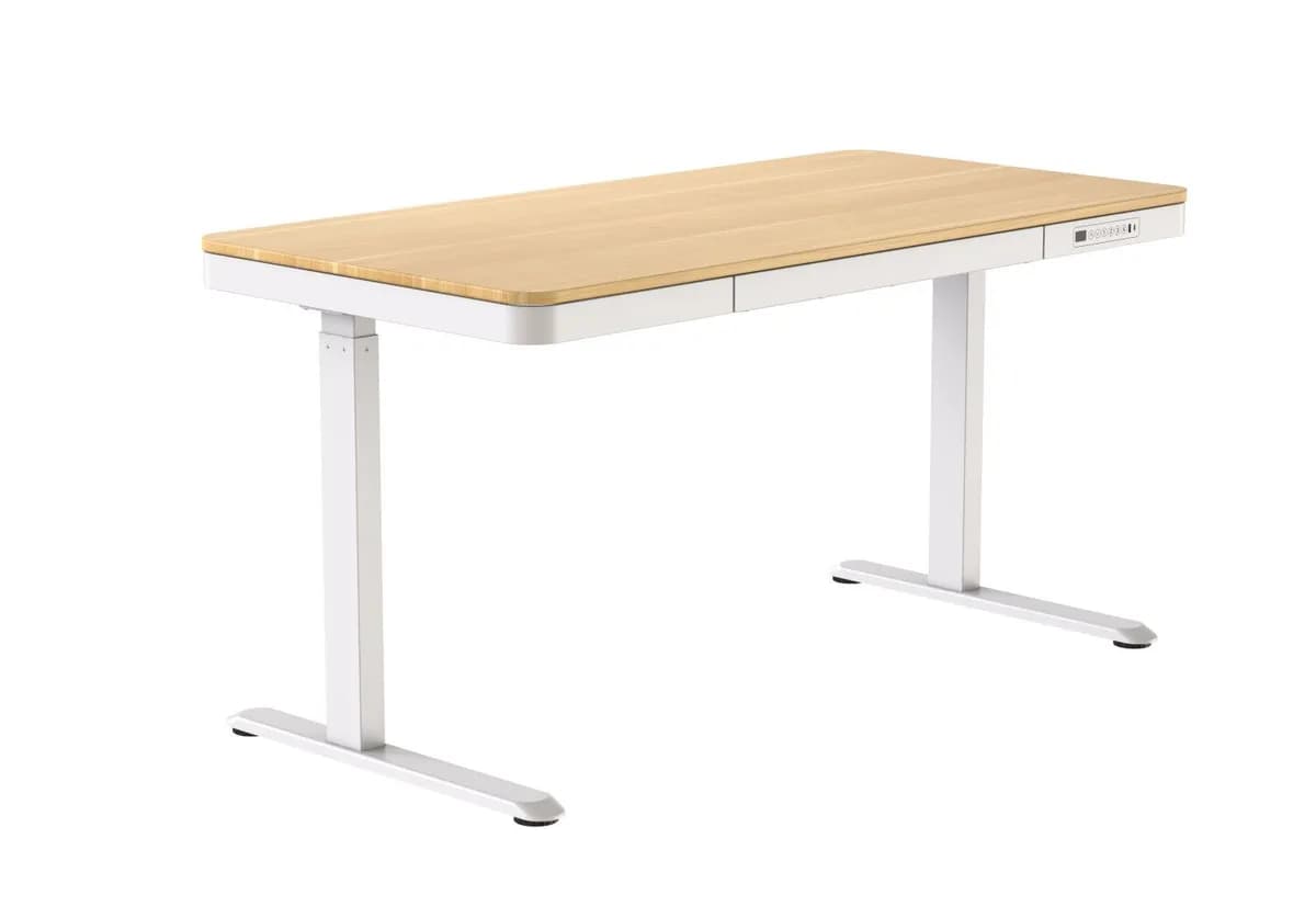 Activejet Biurko z elektryczną regulacją wysokości ET119S biały/dąb. Wymiar blatu 120x60 cm., zdjęcie 1 z 12