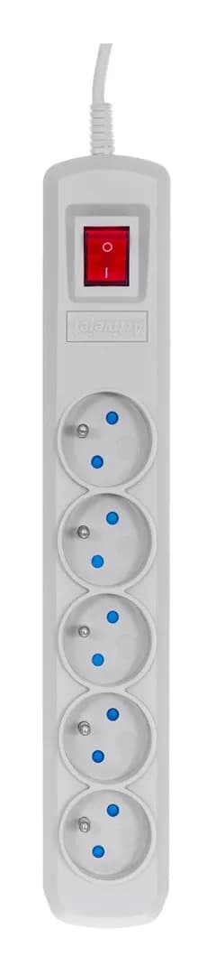 Activejet Listwa przeciwprzepięciowa 5gn/3m/cz (10A; 2300W) 3m; kolor szary, zdjęcie 1 z 4