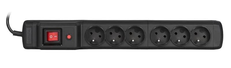 Activejet Listwa przeciwprzepięciowa COMBO 6gn/1,5m/cz (10A; 2300W) 1,5m; kolor czarny, zdjęcie 1 z 3