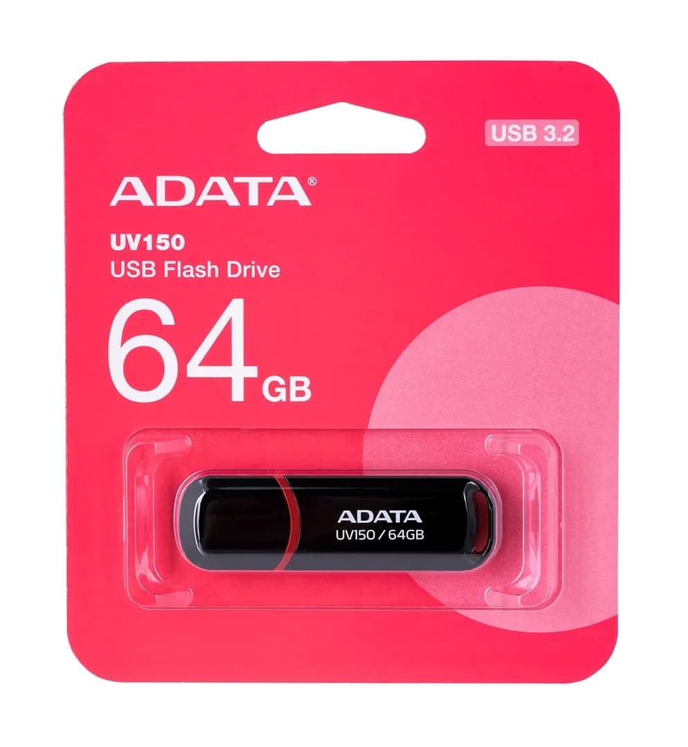 Adata Pendrive UV150 AUV150-64G-RBK (64GB; USB 3.0; kolor czarny), zdjęcie 1 z 6