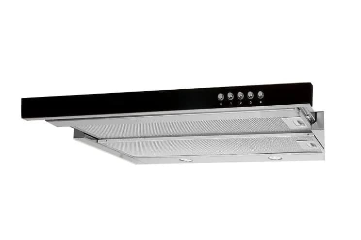 Akpo Okap teleskopowy WK-7 LIGHT GLASS 50 cm | LED | inox, czarne szkło, zdjęcie 1 z 5