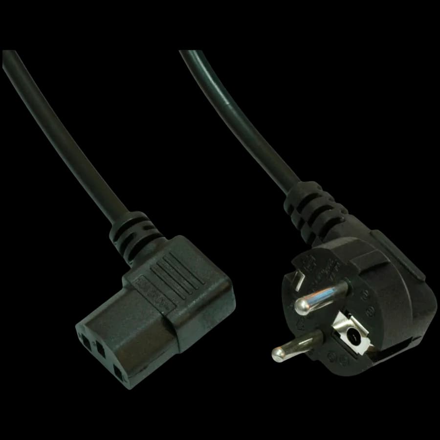 Akyga Kabel zasilający kątowy Akyga AK-PC-02A CCA 3x0.5mm² CEE 7/7, IEC C13 1.5 m, zdjęcie 1 z 2
