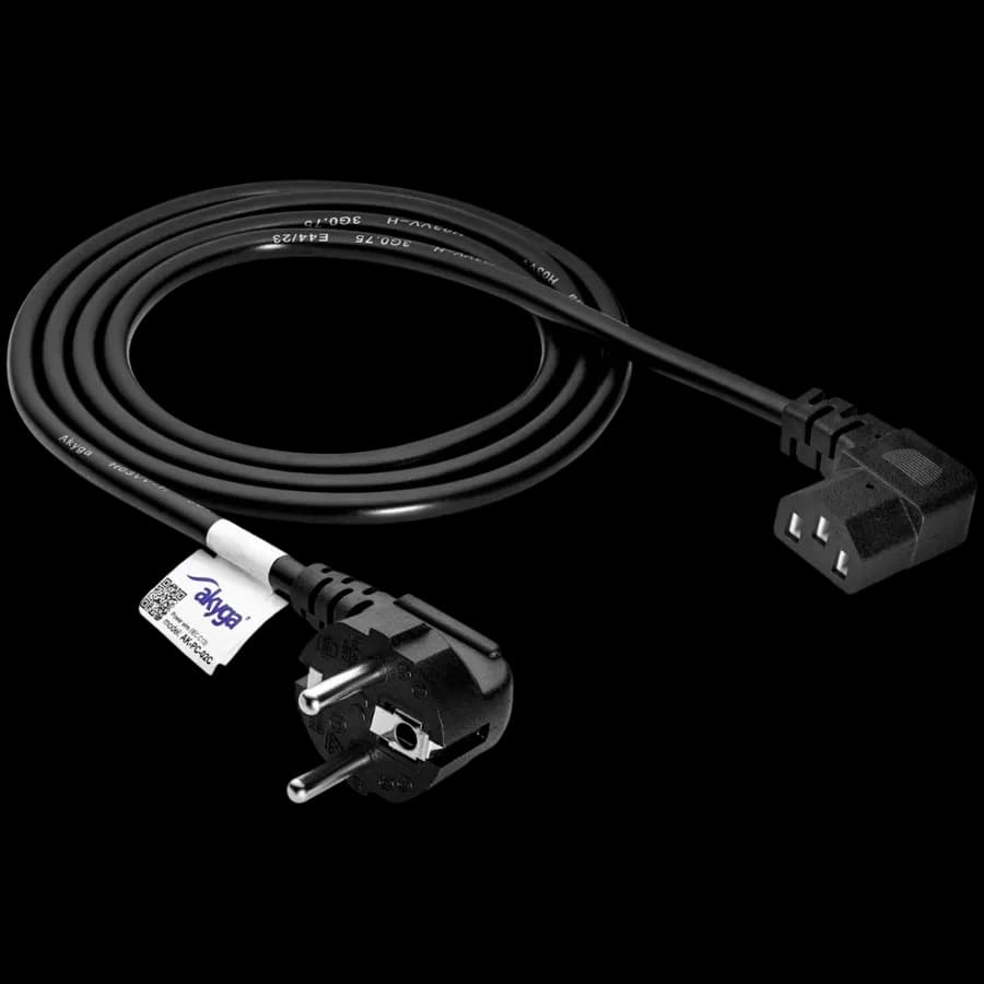 Akyga Kabel zasilający kątowy Akyga AK-PC-02C CU 3x0.75mm² CEE 7/7, IEC C13 1.5m, zdjęcie 1 z 2