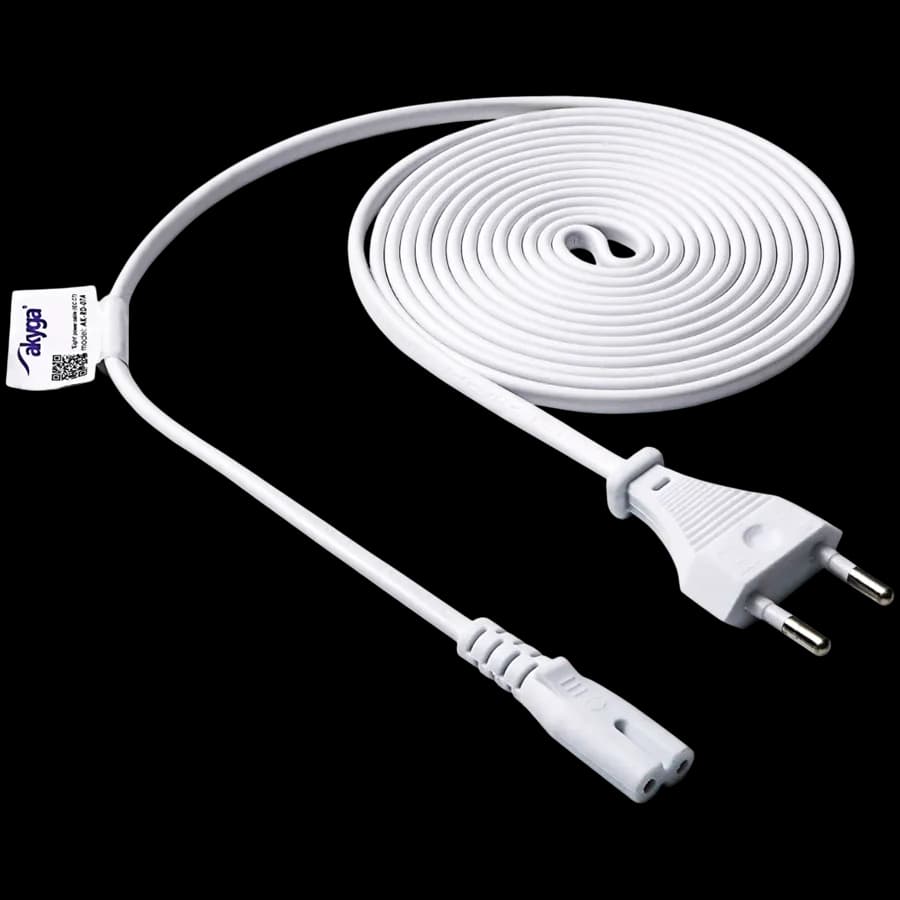 Akyga Kabel zasilający ósemka Akyga AK-RD-07A CCA 2x0.5mm² CEE 7/16, IEC C7 3 m biały, zdjęcie 1 z 3