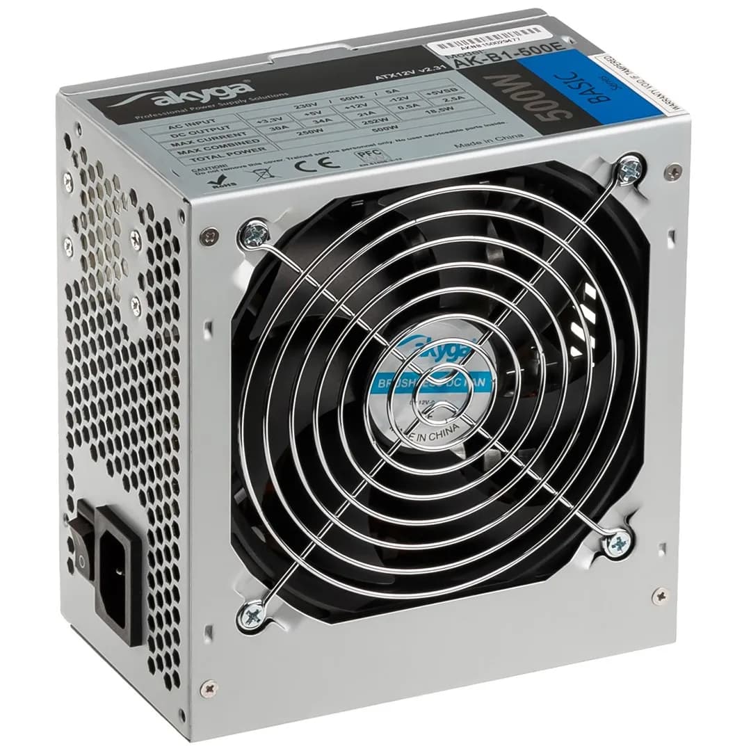 Akyga Zasilacz Basic AK-B1-500E (500 W; Pasywne; 120 mm), zdjęcie 1 z 4