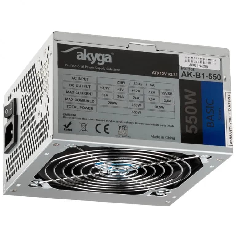 Akyga Zasilacz Basic AK-B1-550 (550 W; Pasywne; 120 mm), zdjęcie 1 z 4