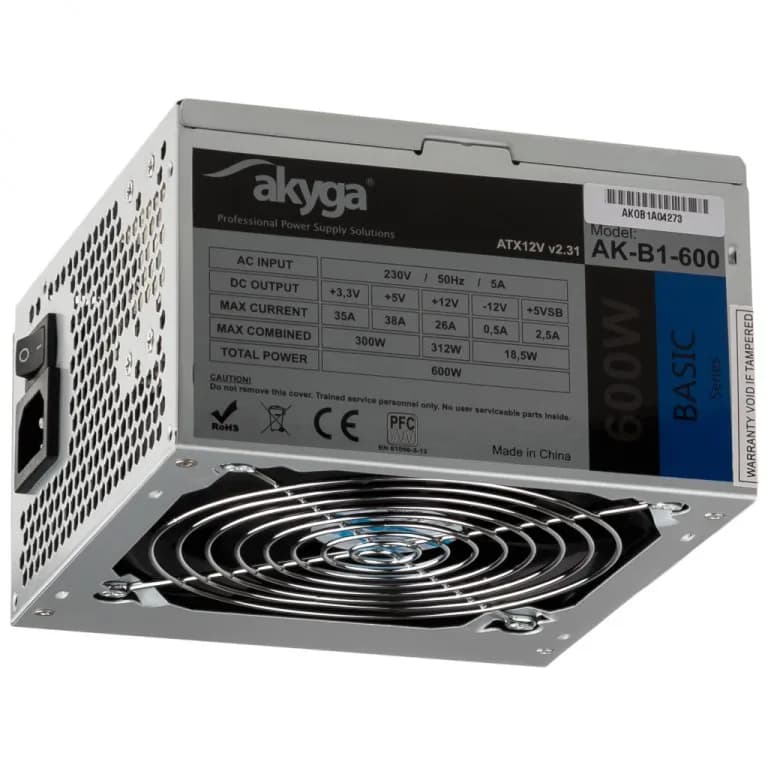 Akyga Zasilacz Basic AK-B1-600 (600 W; Pasywne; 120 mm), zdjęcie 1 z 4