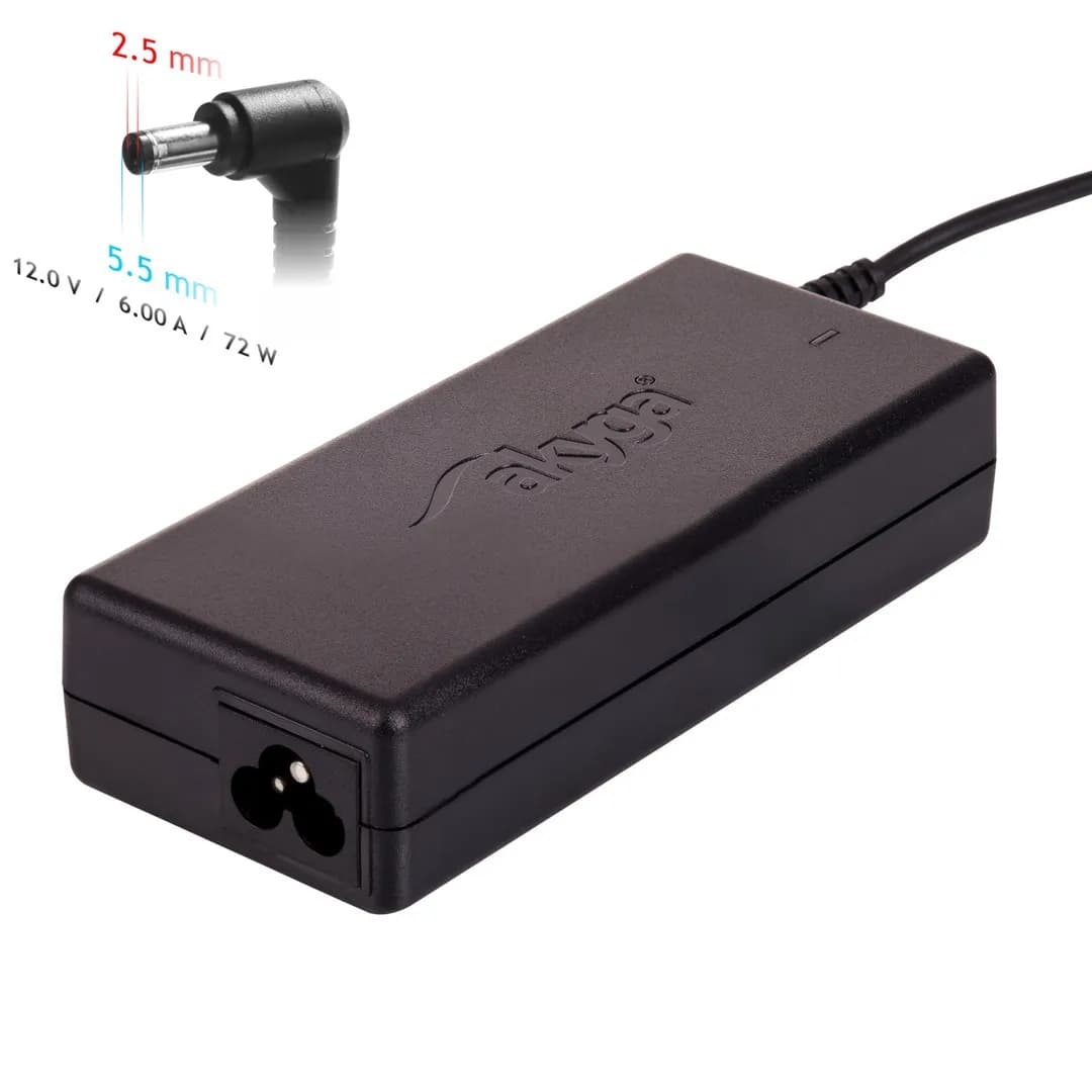 Akyga Zasilacz sieciowy AK-ND-28 do notebooka Acer (12 V; 6,0 A; 72W; 5.5 mm x 2.5 mm), zdjęcie 1 z 6