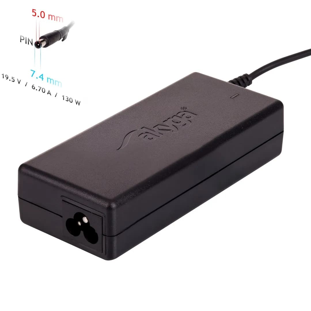 Akyga Zasilacz sieciowy AK-ND-57 do notebooka DELL (19,5 V; 6,75 A; 130W; 7.4 mm x 5 mm), zdjęcie 1 z 6