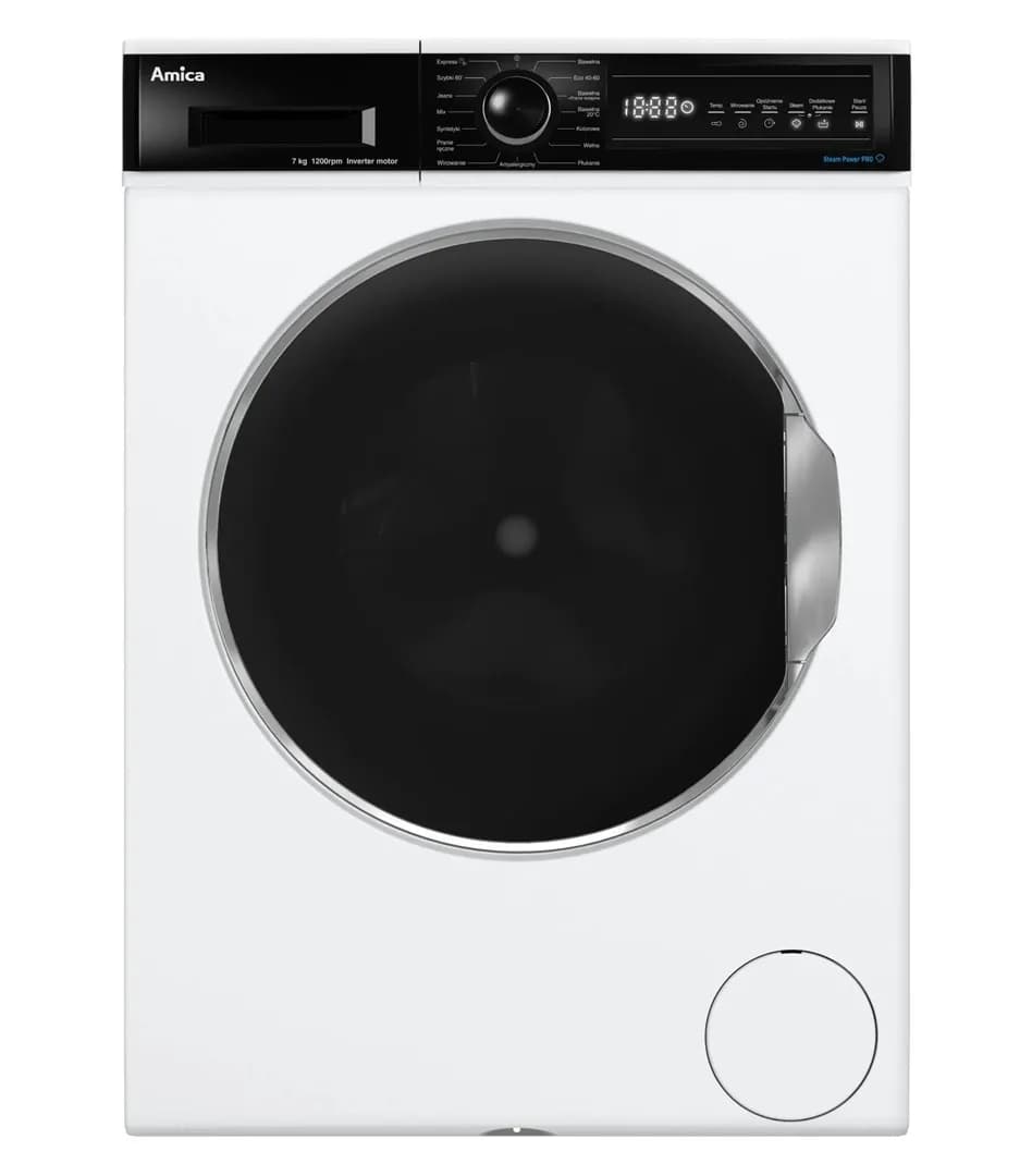 Amica Pralka Slim WA3S712ALiSHB 7 kg 1200 obr/min | Steam PowerPro | LogicDrive | 15 programów