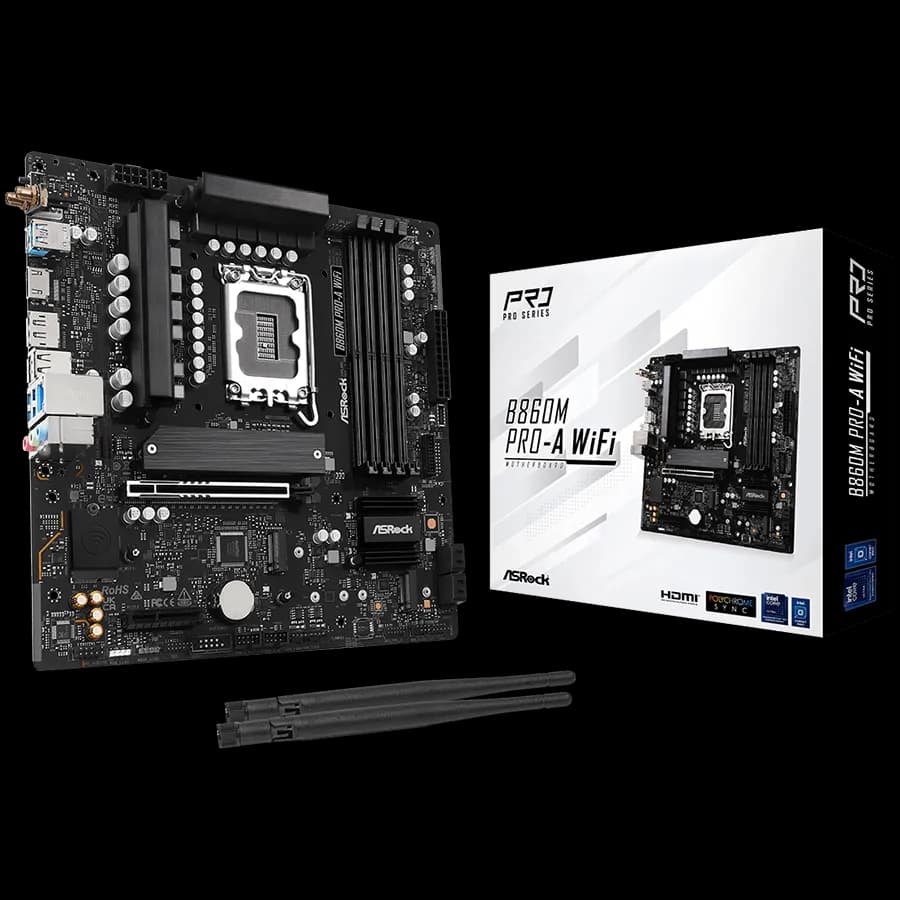 ASRock MB Desktop B860M Pro-A Wi-Fi, S.1851, 4x DDR5, 1x PCIe 5.0 x16, 1x PCIe 4.0 x4, 1x, zdjęcie 1 z 3