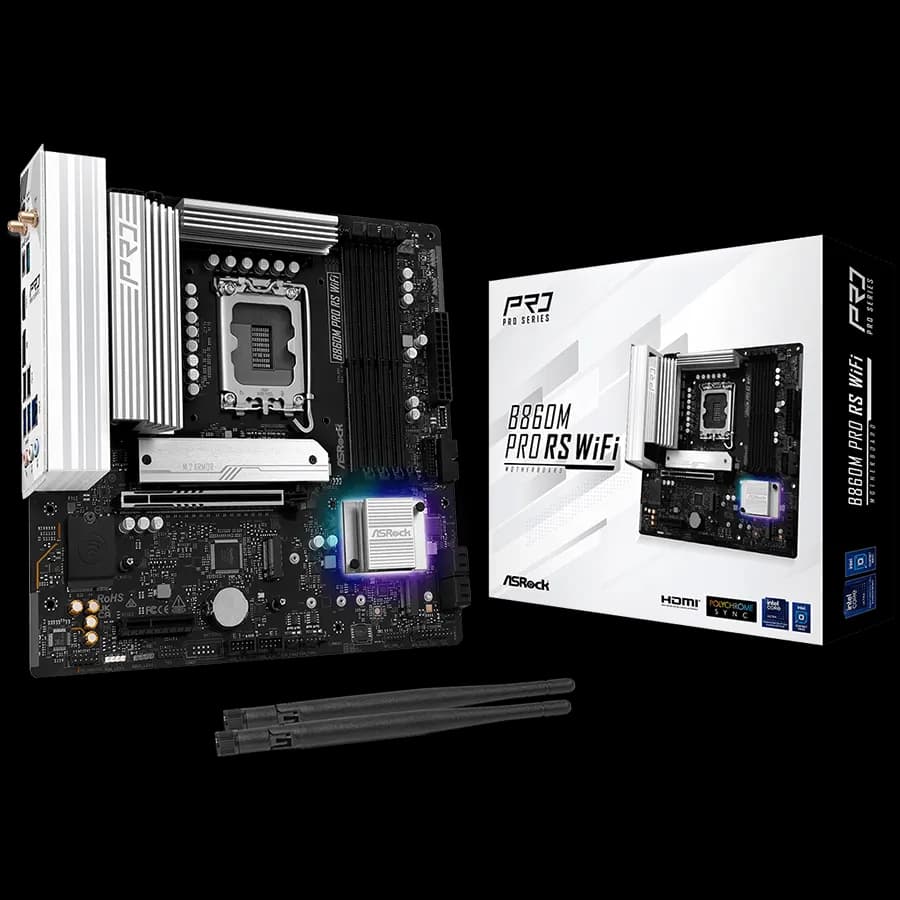 ASRock MB Desktop B860M Pro Rs Wi-fi, S.1851, 4x DDR5, 1x PCIe 5.0 x16, 1x PCIe 4.0 x4, 1x, zdjęcie 1 z 3