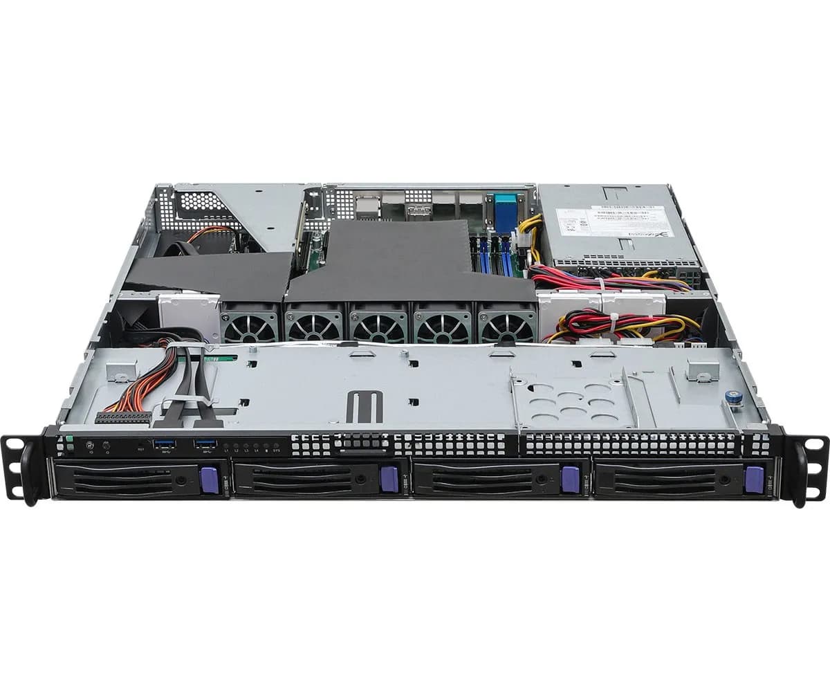 ASRock Platforma Rack (1U) AMD Ryzen 7000 (4xLFF, 2xGbE, 2x10GbE, Red. PSU, IPMI), zdjęcie 1 z 4