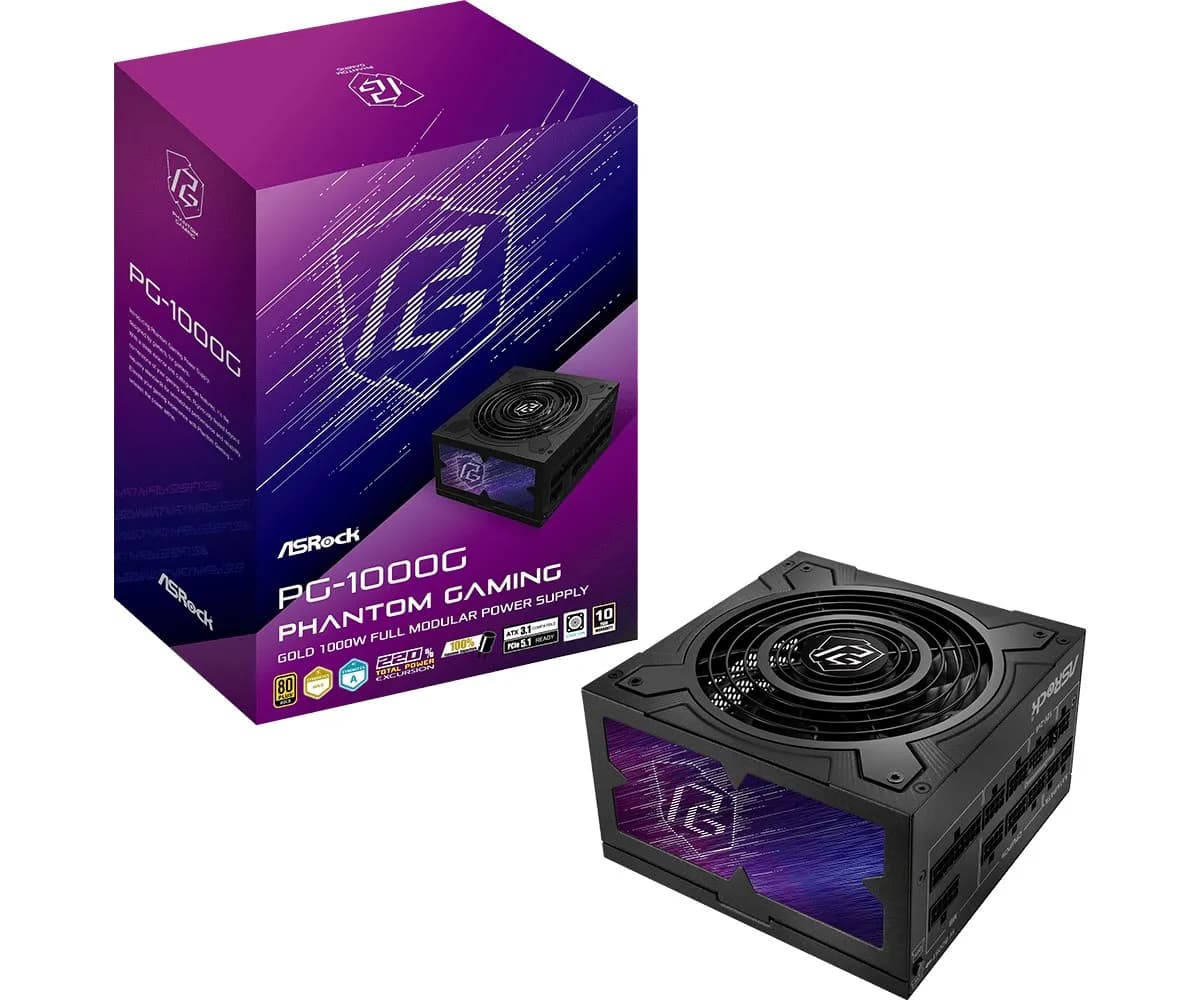 ASRock Zasilacz PHANTOM GAMING 1000W 80 Plus Gold, zdjęcie 1 z 6
