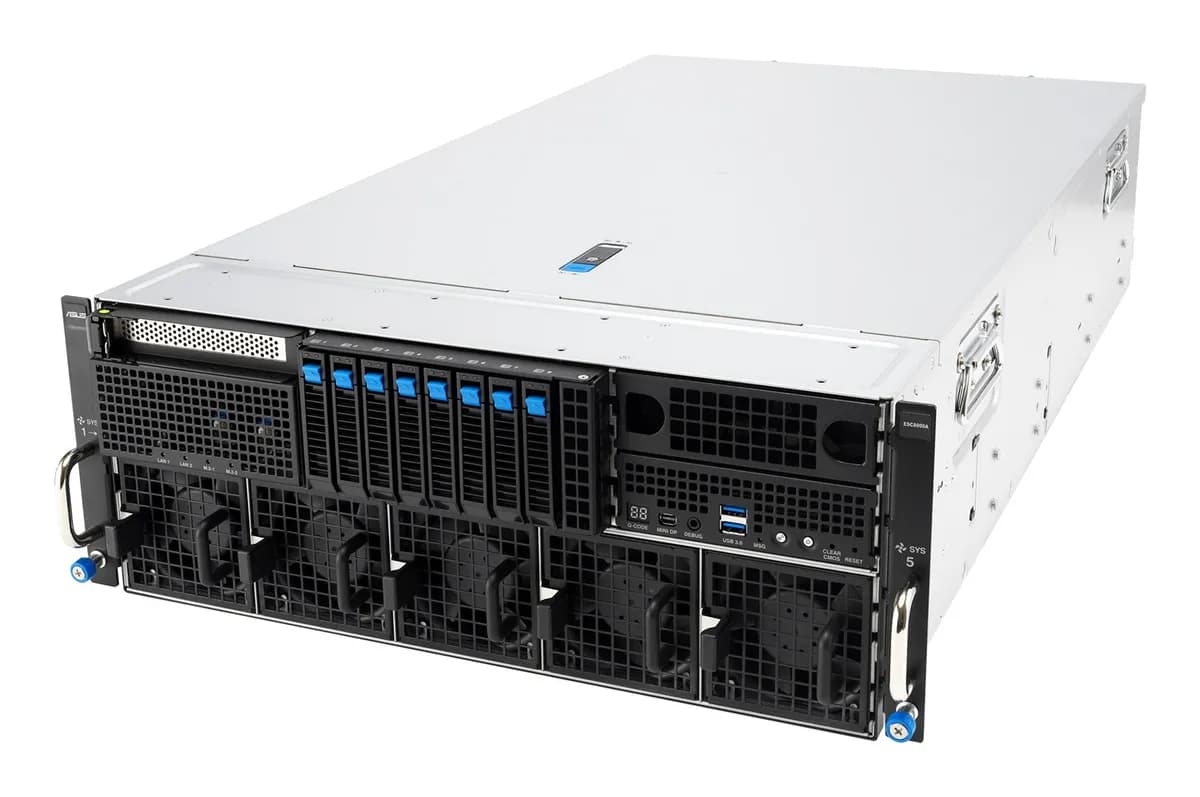 ASUS Platforma Rack (4U) ESC8000A-E13X AMD EPYC 9005 (8xNVMe, 2xM.2, 2x10Gbe, 8xQSFP, IPMI, zdjęcie 1 z 12