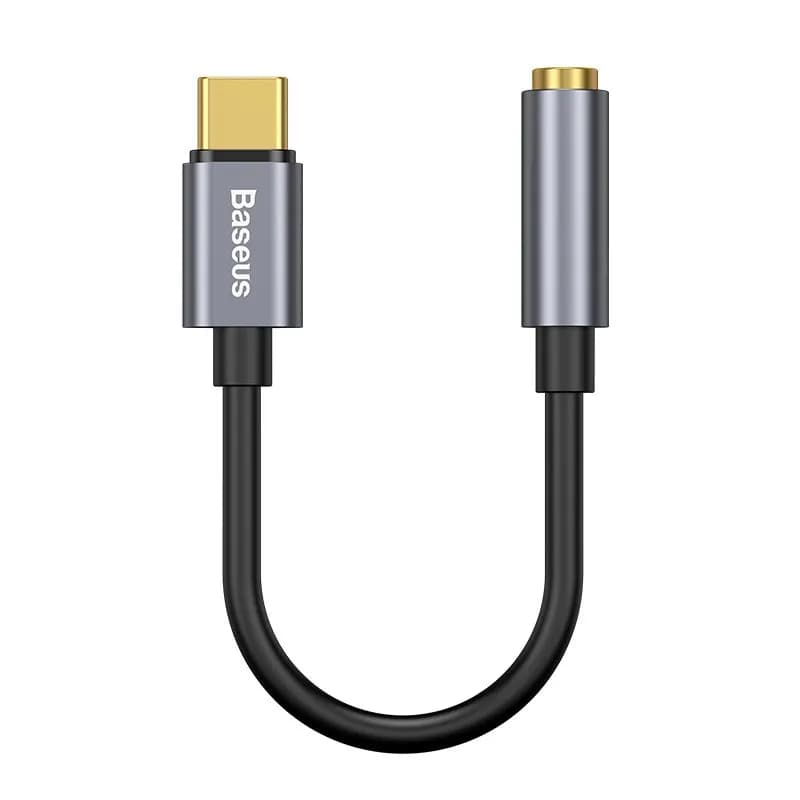 Baseus Adapter L54 do słuchawek USB-C, mini jack 3.5mm DAC 24 bit 48 KHz - szary, zdjęcie 1 z 9