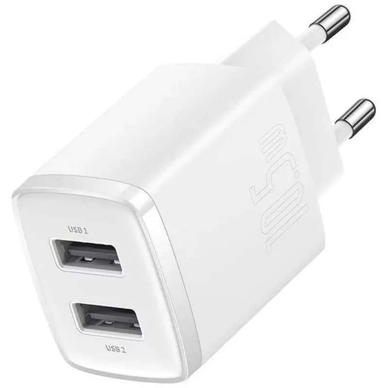 Baseus Compact ładowarka sieciowa 2x USB 10.5W biały (CCXJ010202), zdjęcie 1 z 3