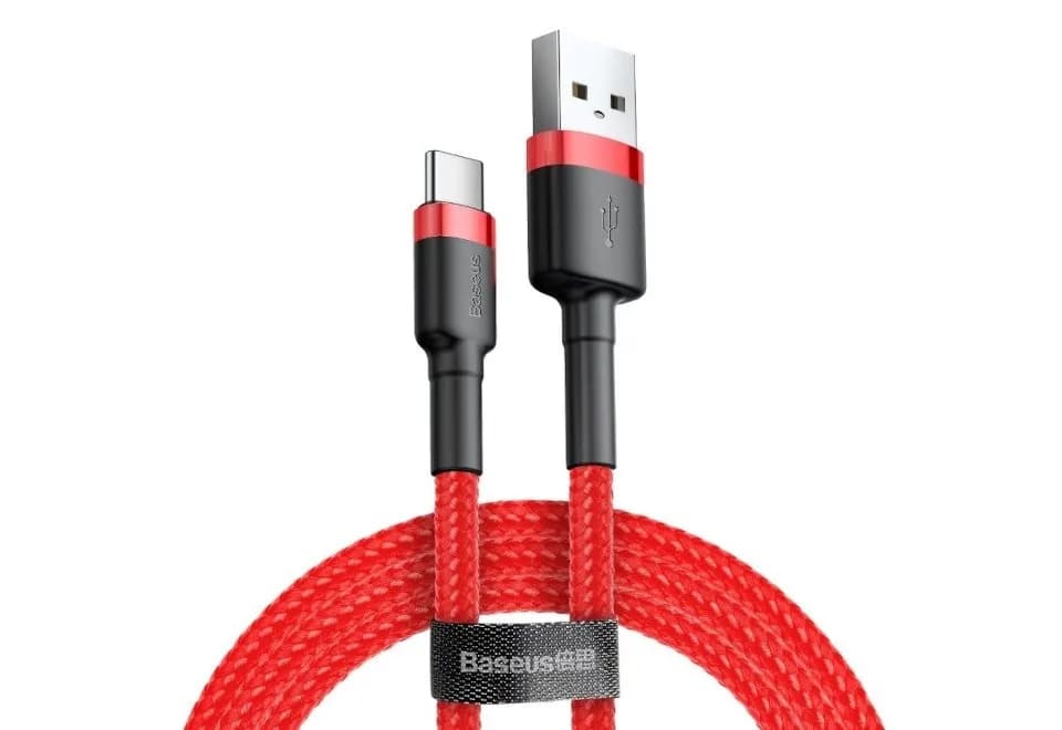Baseus Kabel Cafule CATKLF-C09 (USB 2.0 - USB typu C ; 2m; kolor czarno-czerwony), zdjęcie 1 z 3