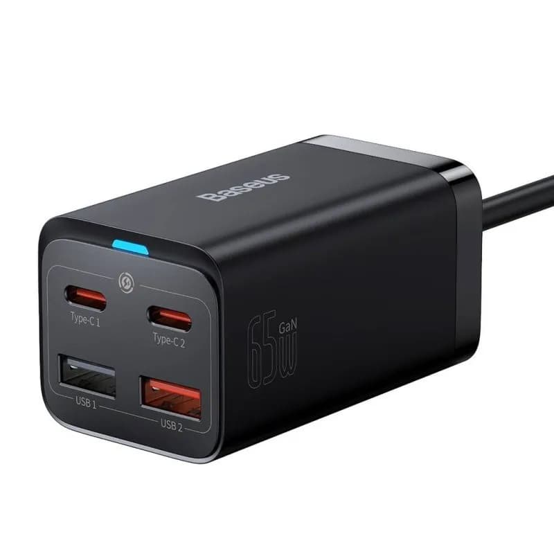 Baseus ŁADOWARKA SIECIOWA 2X USB-C, 2XUSB (CZARNA), zdjęcie 1 z 4