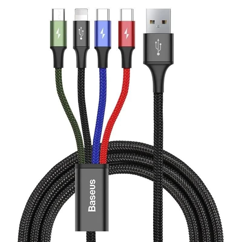 Baseus Zestaw kabli zasilający CA1T4-B01 (USB - Lightning, Micro USB, USB typu C ; 1,2m; kolor, zdjęcie 1 z 3